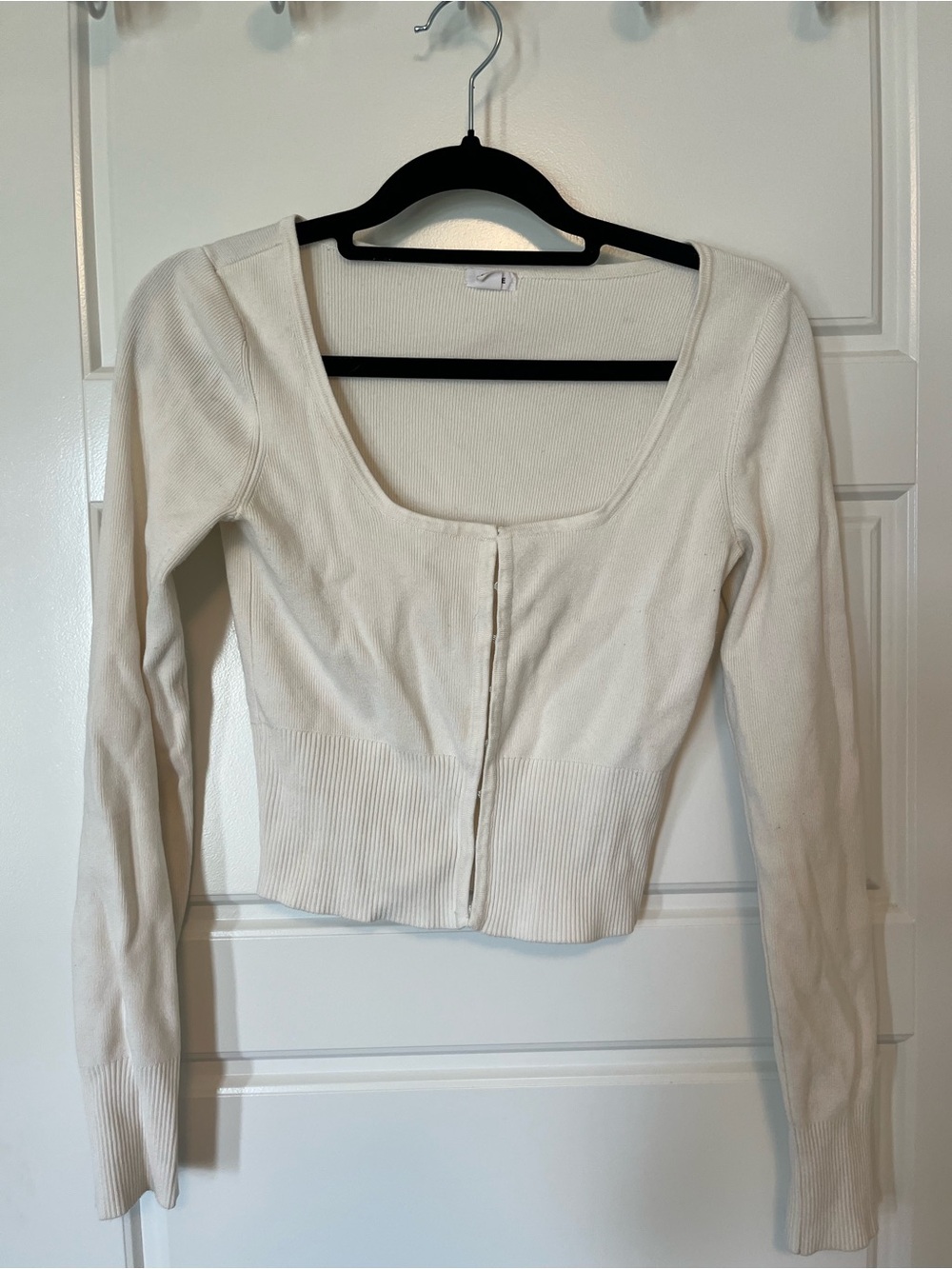 Garage Cream Scoop Neck Long Sleeve Cardigan